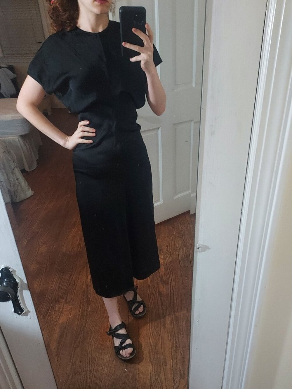 Toteme Black Slouch Waist Satin Maxi Dress